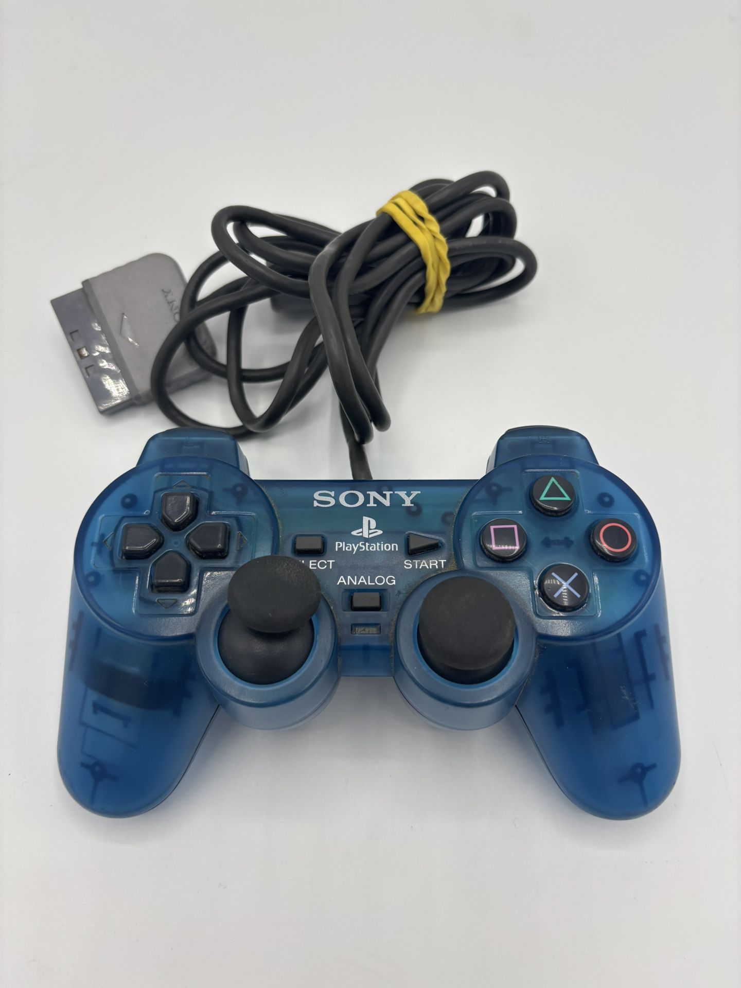 Sony PlayStation 2 PS2 Ocean Blue Clear Controller DualShock SCPH-10010 Tested