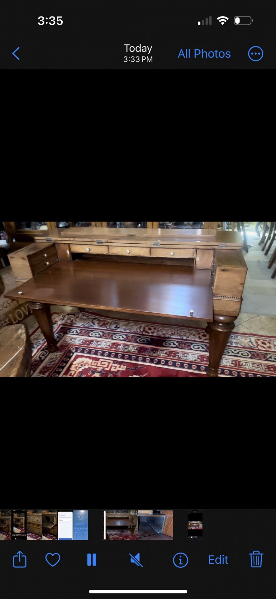Vintage Spinet Piano Style Flip Top Secretary Writing Desk