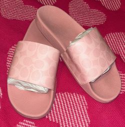 Powder pink coach slides
