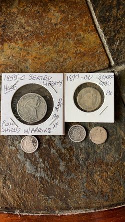 5 - Silver Seated Coins - Half Dollar - Quarter and 3 Dimes!’Hot price!