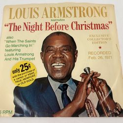 Louis Armstrong Narrates The Night Before Christmas 45 RPM Picture Sleeve VG VG+