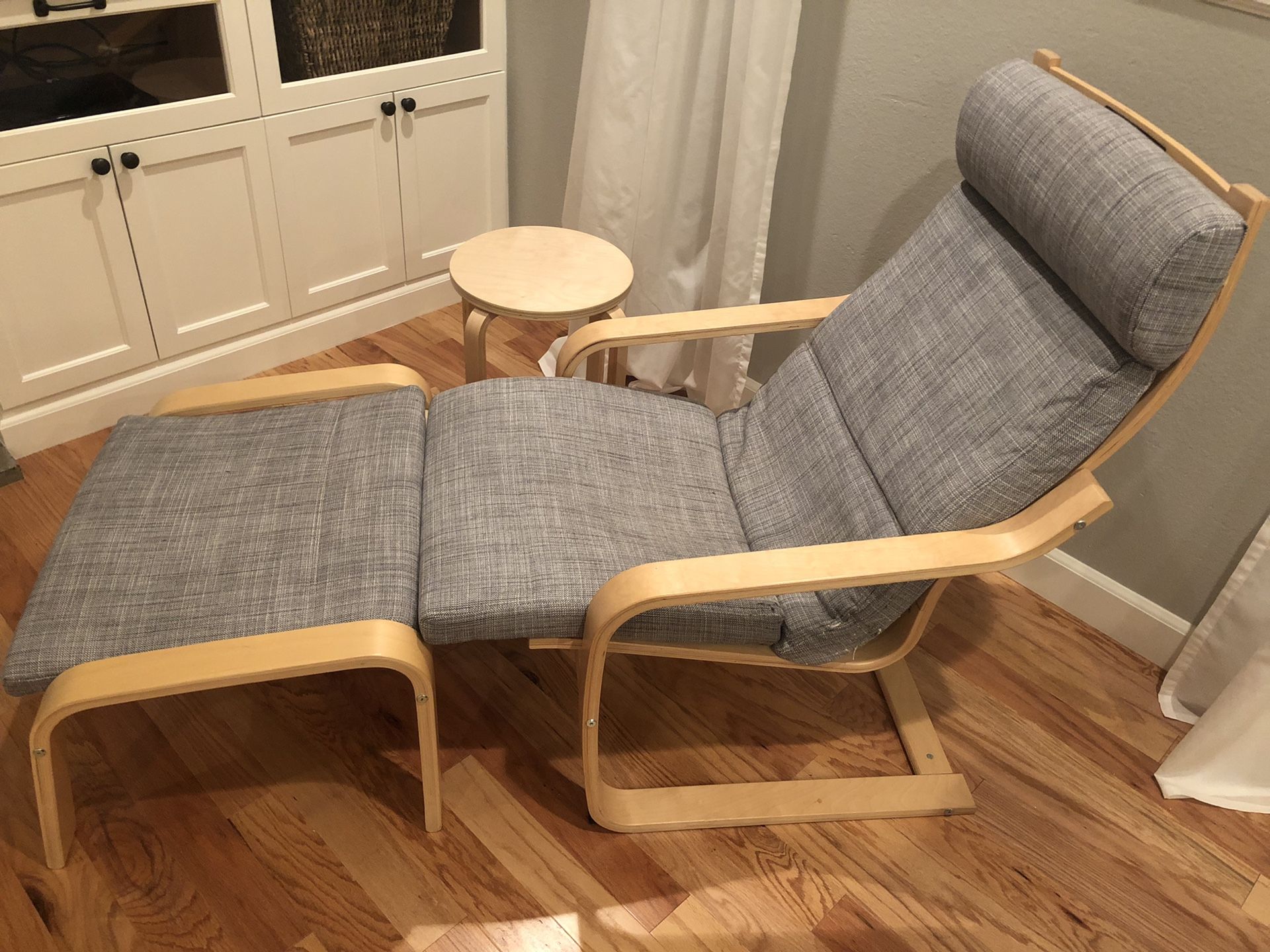 Ikea Poang Chair Armchair and Footstool Set with Covers Off-white -  furniture - by owner - sale - craigslist