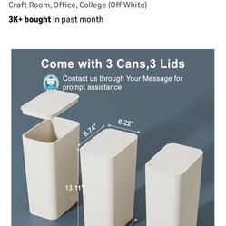 New Set Of 3 Small Trash Cans Available In Black Aswell