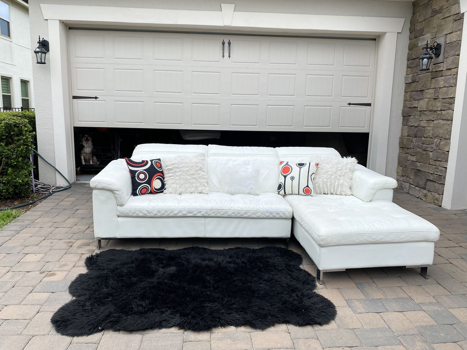 White Leather Sectional