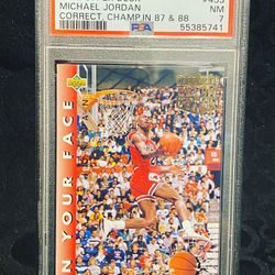 1992 Upper Deck Michael Jordan Correct Champ '87 '88 PSA 7 NM #453