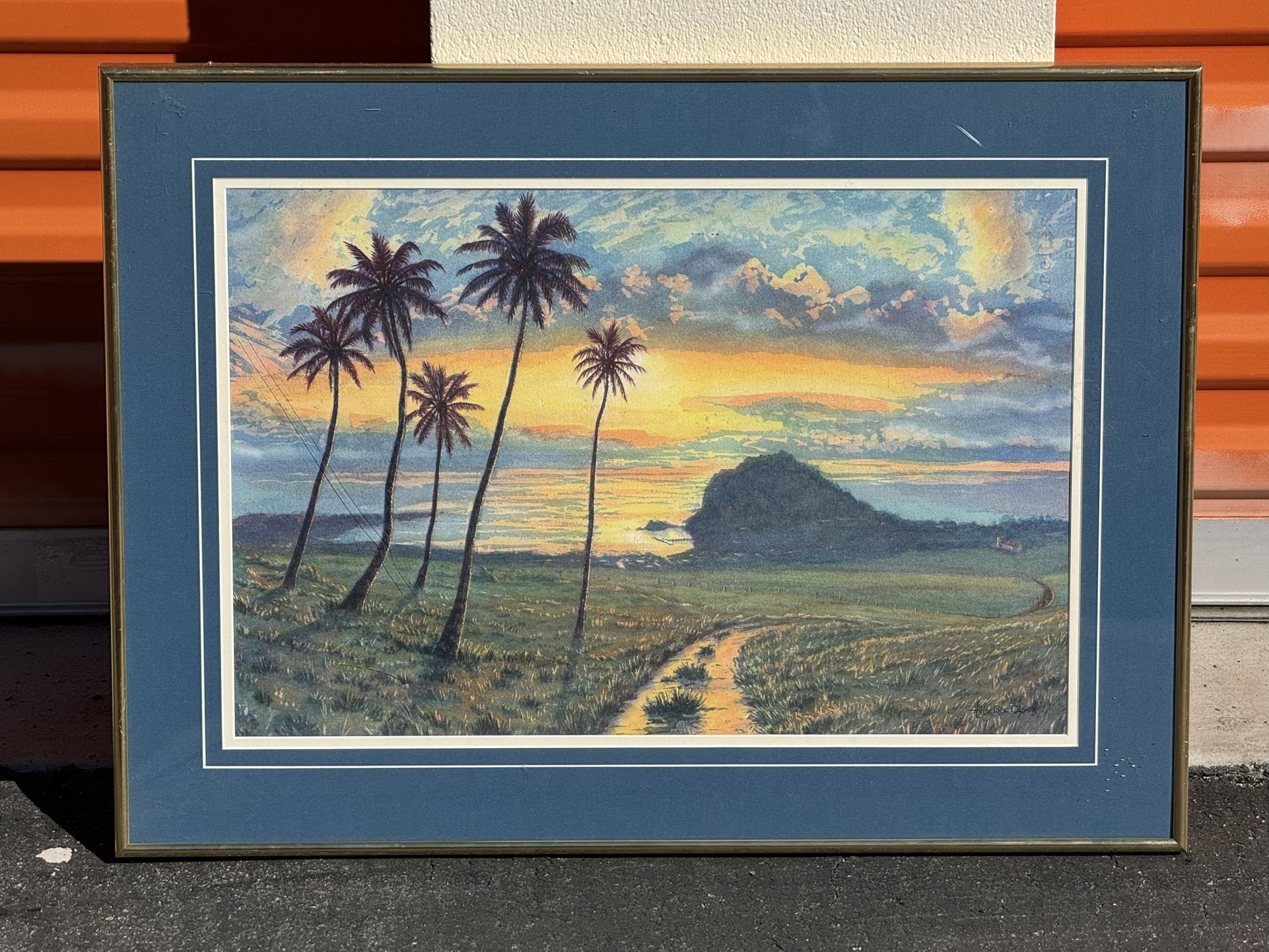Large Framed Coastal Sunset with Palm Trees – Beach Wall Art