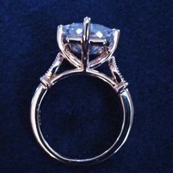 Size 6 Engagement Ring Fancy Setting Large Cushion Cut CZ 925 Sterling