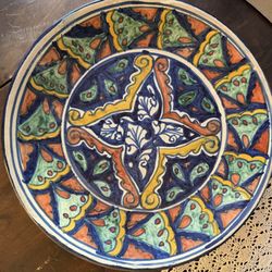 Talavera-style hand-painted ceramic plate