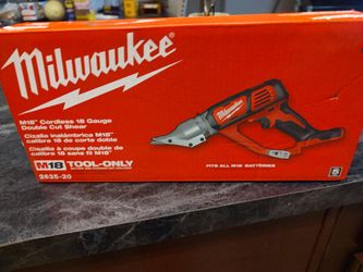 New Milwaukee M18 cordless 18 gauge double cut shear... tool only.$180