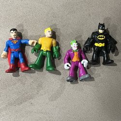 Imaginext DC Comics Lot of 4 Superman Batman Aquaman Joker 3” tall figure