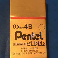 Brand new Pentel Super Hi-Polymer Lead Refill, 0.5mm, 4B, C505-4B, made in Japan
