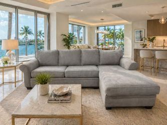 Luxury Gray Sectional Sofa with Chaise – Excellent Condition