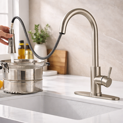 kitchen faucet brushed nickel pull it down