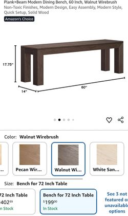 Plank+Beam Modern Dining Bench, Walnut