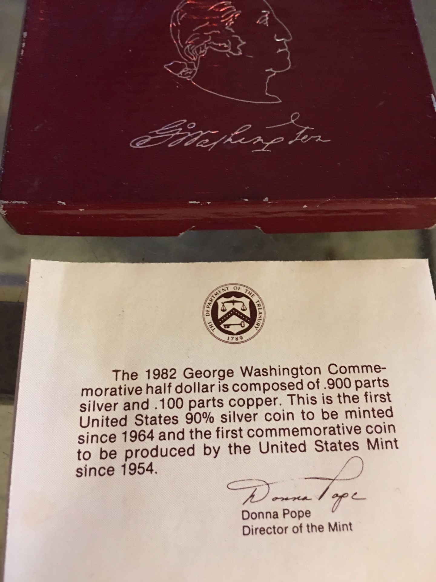 1982 George Washington commemorative silver coin