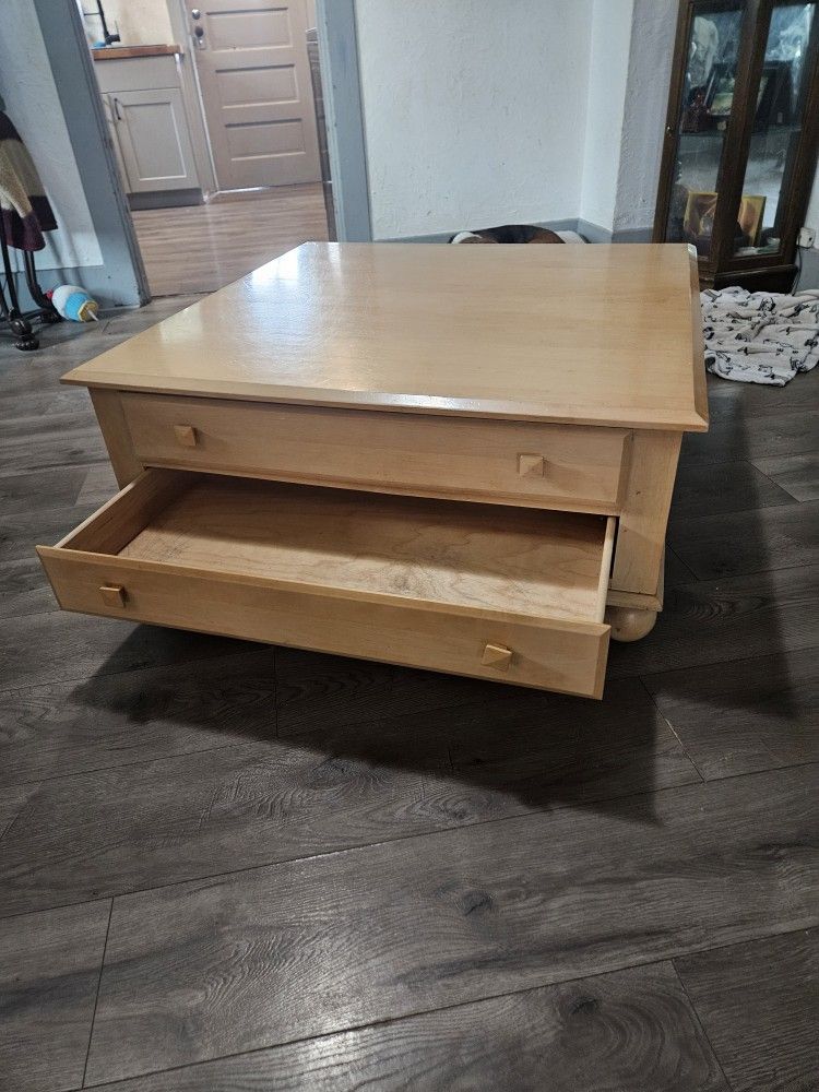 Ethan Allen Four Drawer Coffee Table