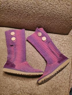 UGG Ombre Pink/Purple Classic Cardy Boots Youth Size 3, Women's Size 5