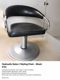 Professional Hydraulic Salon Styling Chair – Black