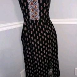 Xhilaration Dress Size S Maxi Paisley Racerback Adjustable Strap Slit 100% Rayon