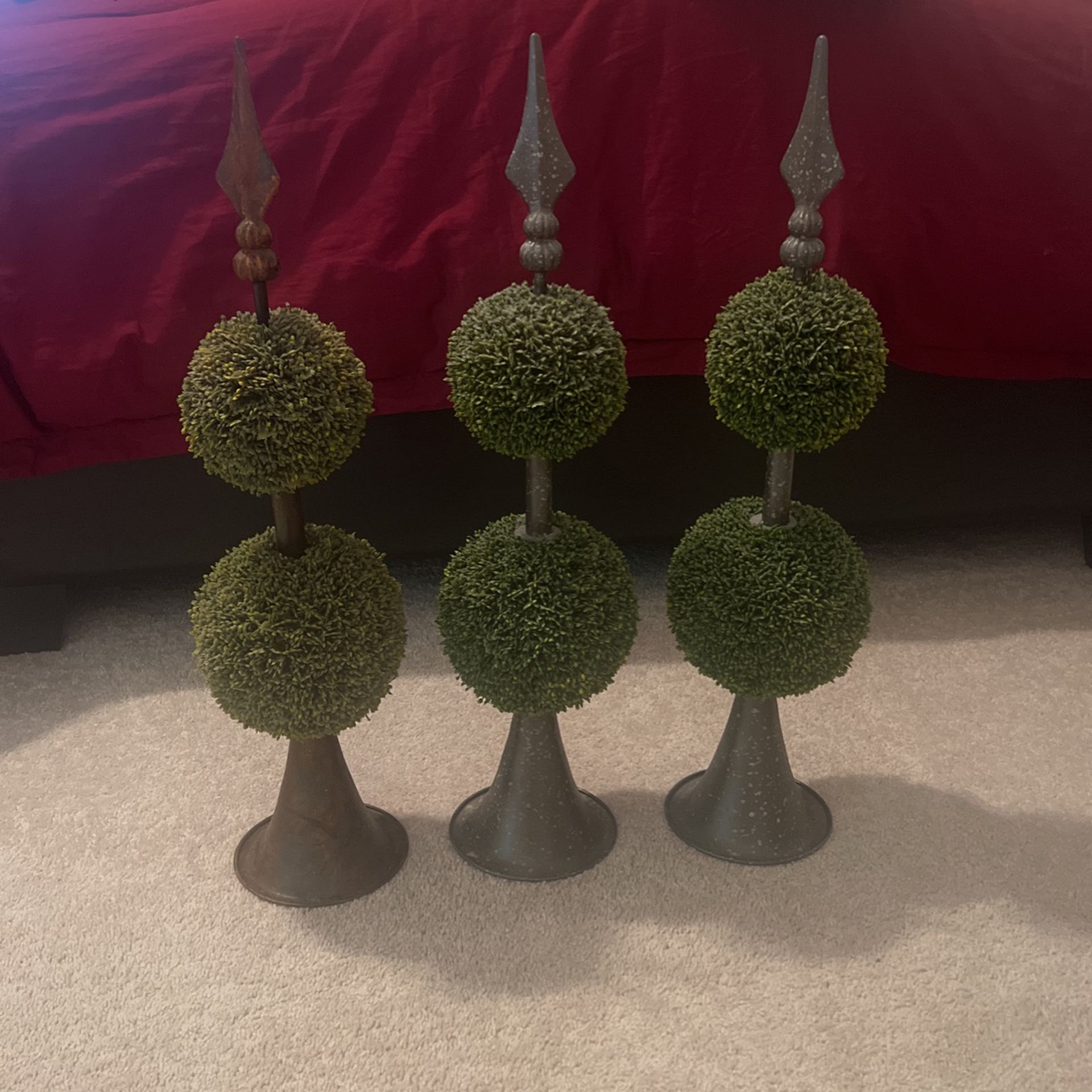 Artificial Boxwood Topiary Plants - 2 Ball-Shape Faux Topiaries  Home Decor