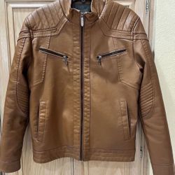 New Camel PU Leather Sherpa Lining Inside - Mens Small