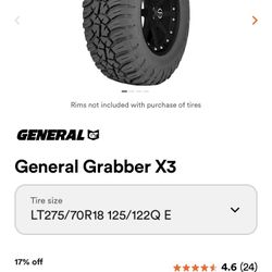 4 General Grabber R18 Tires