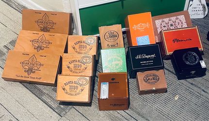 Collection of 15 Empty Cigar Boxes