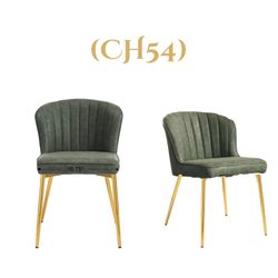 Dining Chairs Set of 2 Leather Upholstered Accent Dining Room Chairs with Metal Legs Comfortable Armless Kitchen Chairs for Living Room/Dining (CH 54)
