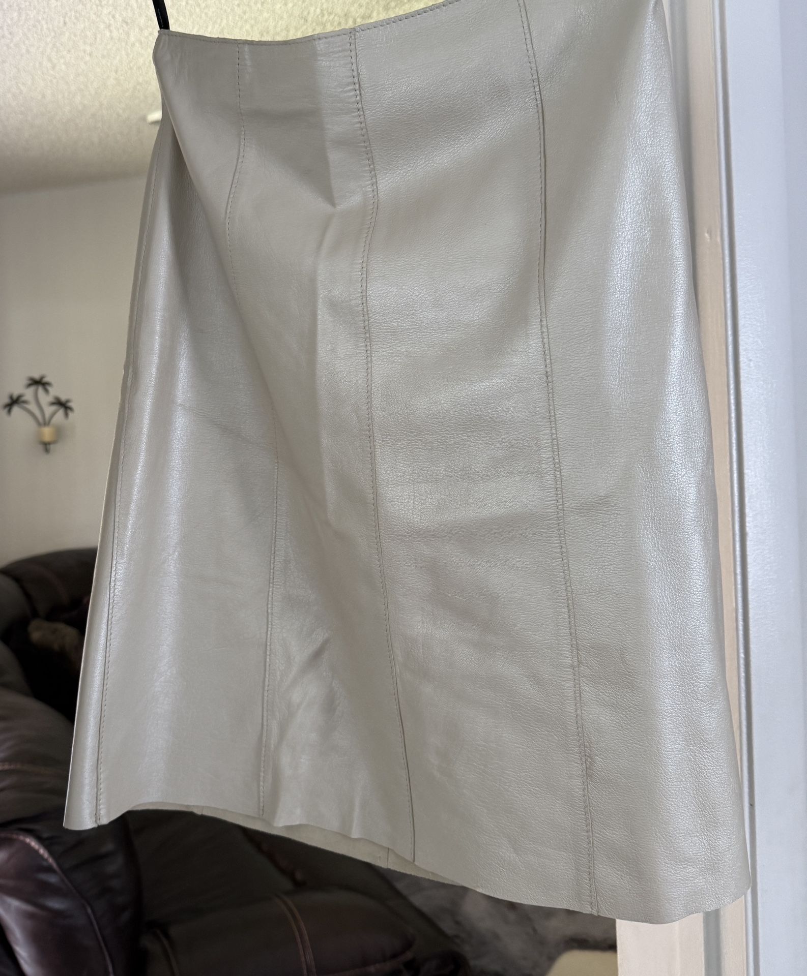 Bebe Genuine Leather Beige Skirt