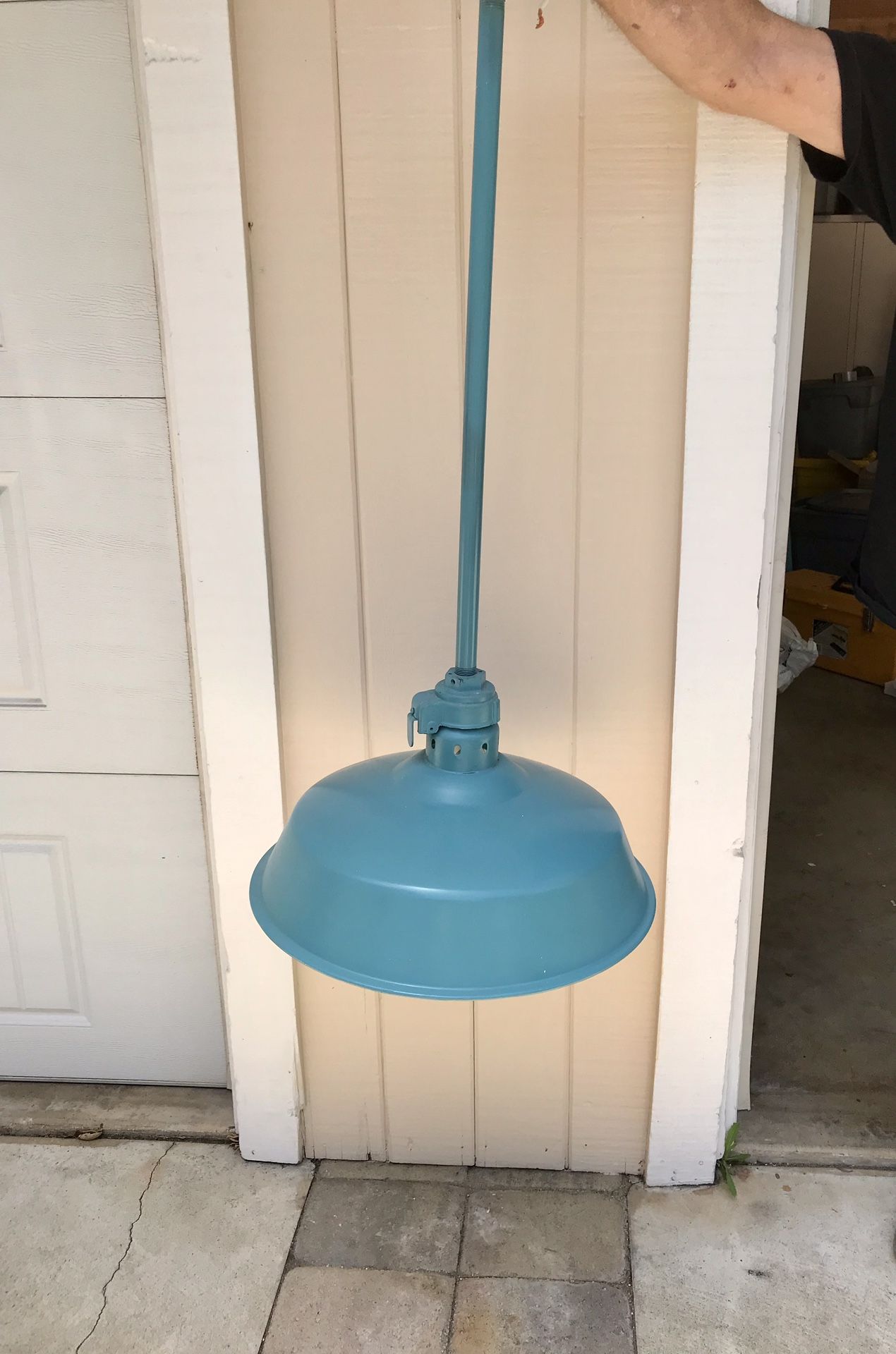 Light Fixture Vintage Teal Enamel Industrial Barn Style