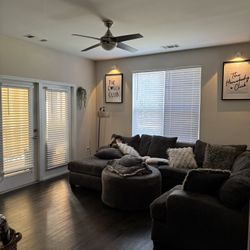 Grey sectional Couch With Ottoman 