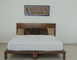 Solid Wood Platform Bed Frame with Headboard
