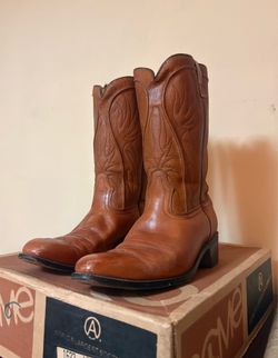 Acme Brown Leather Cowboy Boots