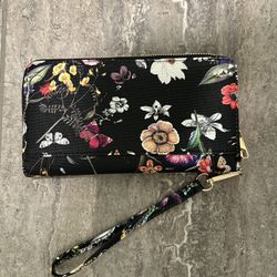 Black Wrislet With Butterfly & Flower Print