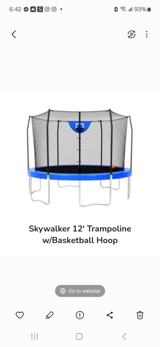 Skywalker Trampoline Outdoor 12 FT Jump N' Dunk