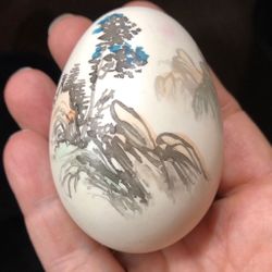 Vintage Hand-painted Asian Theme Egg