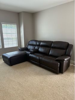 Vonkurt dark, brown, leather reclining sectional