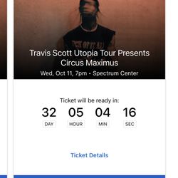 Travis Scott Utopia Tour Tickets, Oct 11 Charlotte, NC Section 107