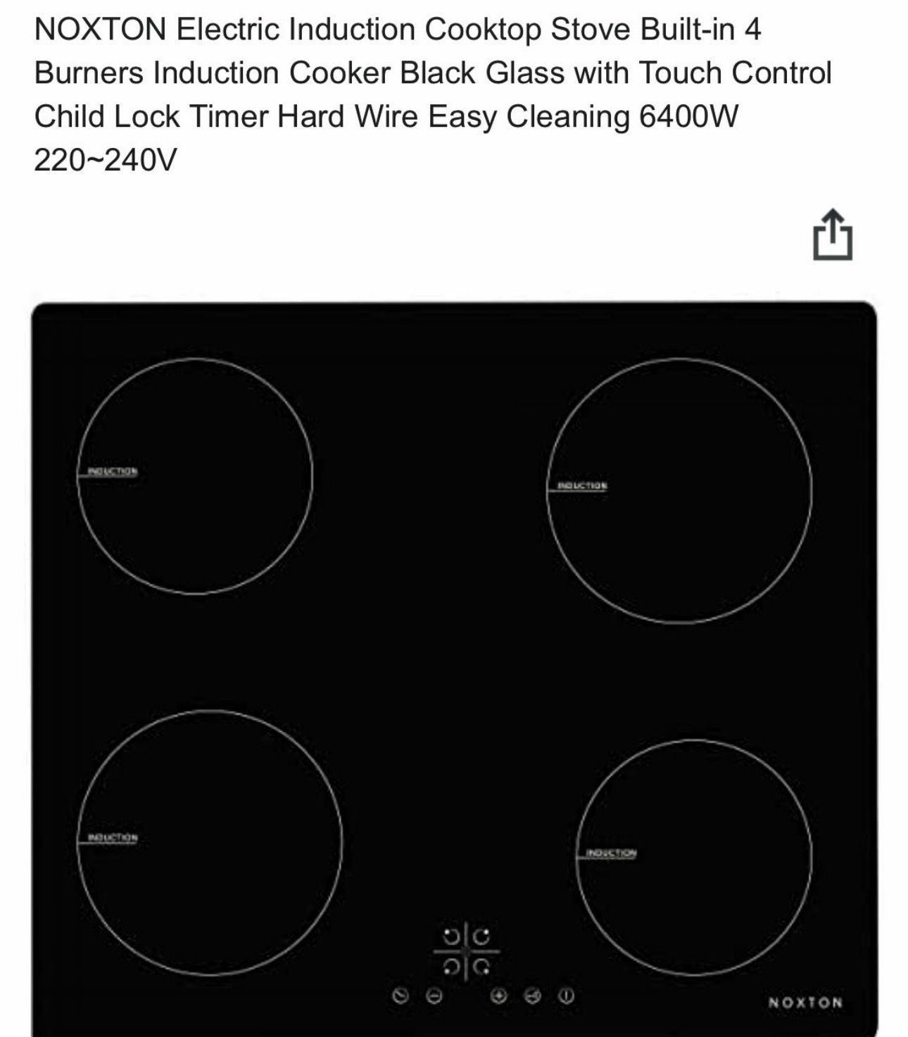24 in. Electric Stove Induction Cooktop Smooth Surface Vitro Ceramic Glass with 4 -Elements Booster Burner in Black