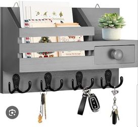 Key and Mail Holder Wall Mount with Drawer and 8 Sturdy Hooks
Cute Rustic Farmhouse Wooden Key Hanger, Reliable Entryway Organizer for Keys and Daily