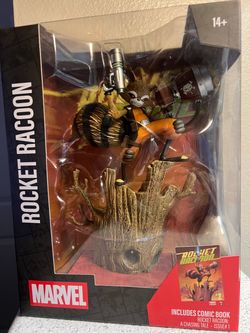 Marvel Rocket Racoon Figure with Comic Book