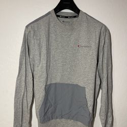 Champion Sweatshirt Mens Cotton Lightweight Pullover Crewneck Long Sleeve Gray 
