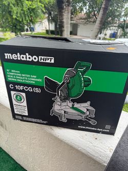 Metabo HPT 10-Inch Compound Miter Saw, 15-Amp, Single Bevel, C10FCG2 24T TCT Blade Included, Precision Angle Cuts, Positive Stops, Large Work Table, L