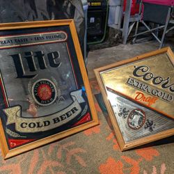 Vintage Wood Framed Bar beer Mirror 