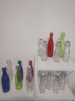 glass swing-top bottles with airtight stoppers