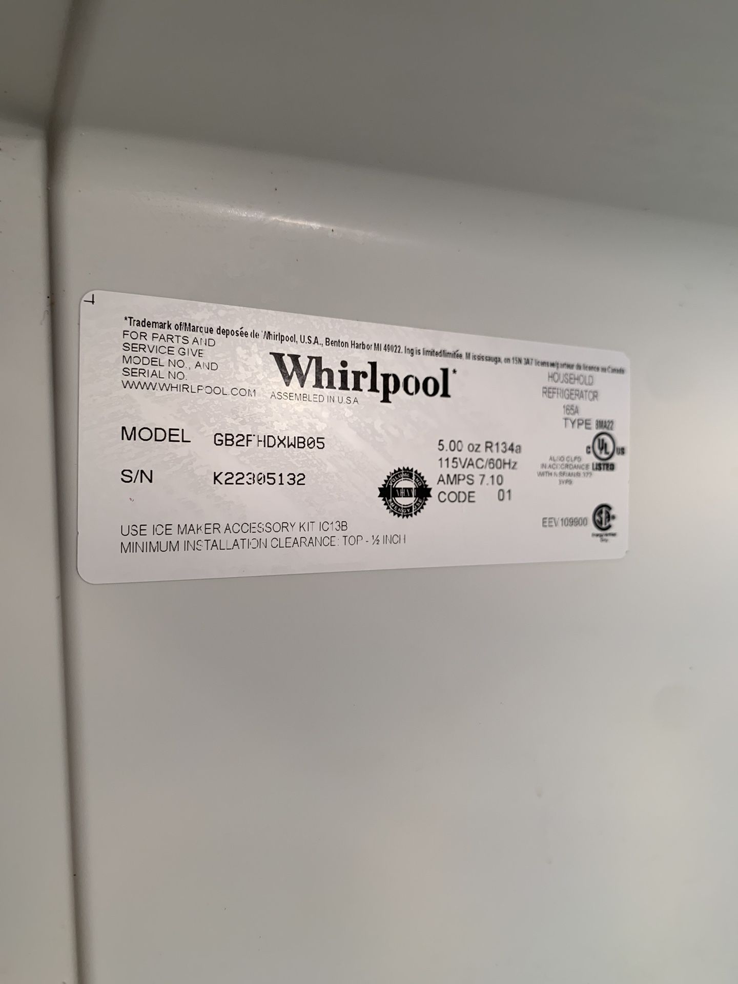 Whirlpool Fridge refrigerator (fridge)