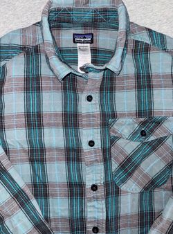 Patagonia Mens Iron Ridge Flannel Shirt Teal Plaid Long Sleeve Button Up Size M