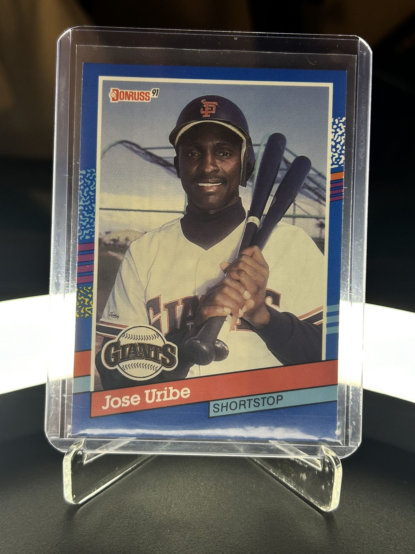 Jose Uribe, rare triple error card. Vintage 1990 Donruss leaf