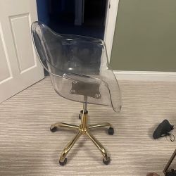 Adjustable Acrylic Home Office Chair with Wheels, Swivel Vanity Rolling Chair Swivel Task Chair for Office