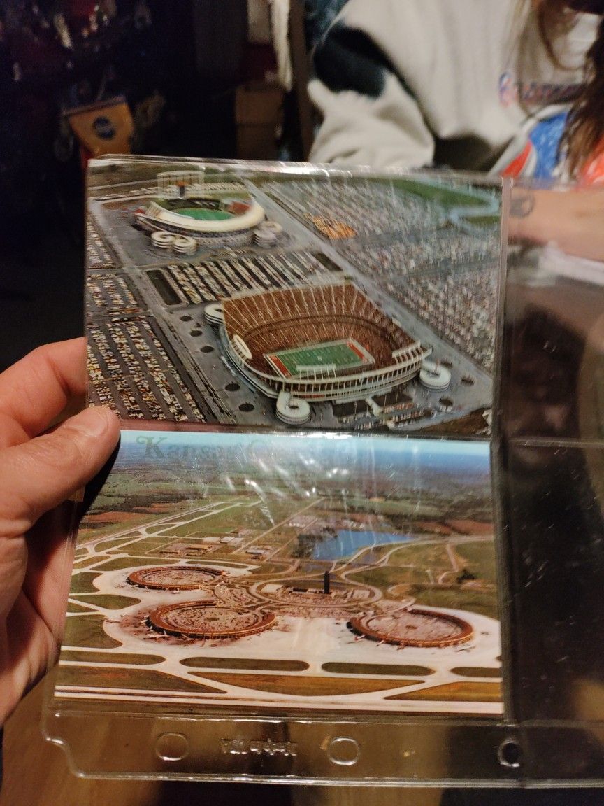 2 Old Postcards Kansas City Truman Sports Complex And Kansas International Airport 